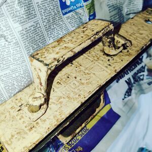 Antique Ornate Cast Iron Door Pulls 3"X12" Inlay Art Deco Style